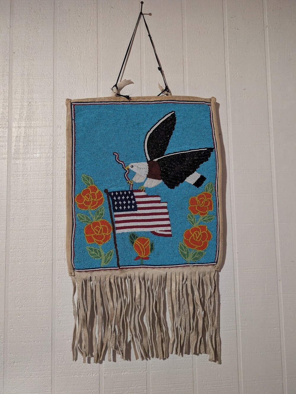 C. 1950 Nez Perce Beaded Eagle Wall Bag- Native American